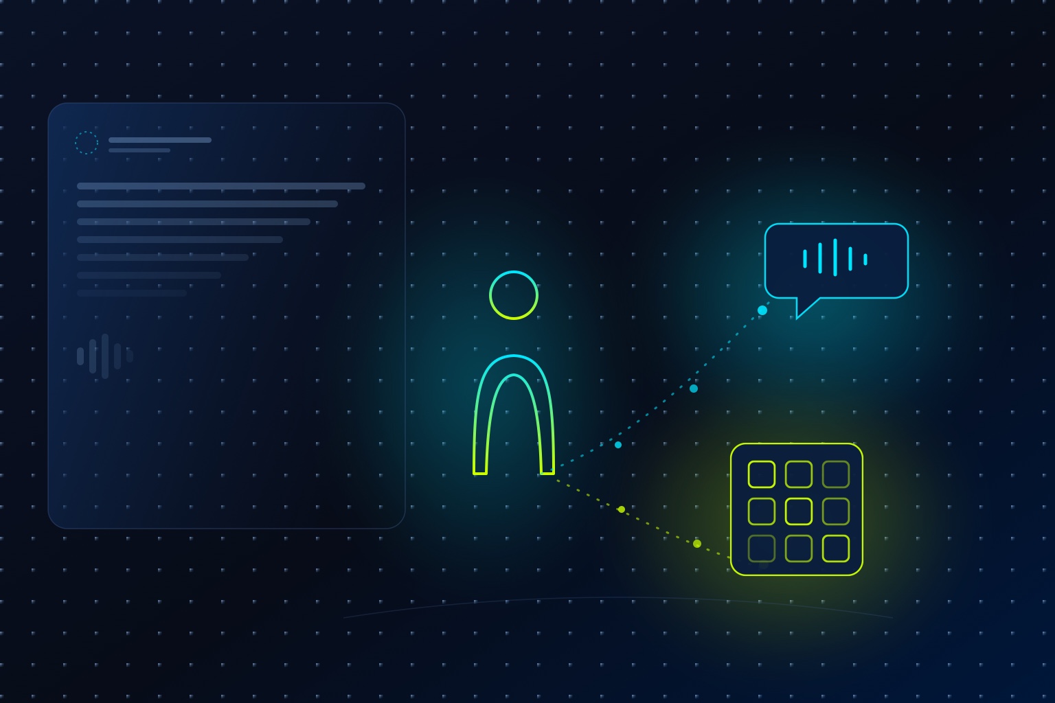 Editorial illustration on deep navy: a faded, retired interview-practice interface dissolves on the left while a candidate silhouette stands at a fork in cyan and cyber-green, one path leading to a conversational AI bubble, the other to a structured grid of training reps.